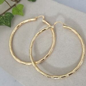 Gold Filled Diamond Cut Design Hoop Earrings